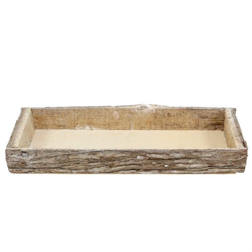 Artikel Træbakke med træbark dekorativ bakke natur 40×15×5cm 3stk