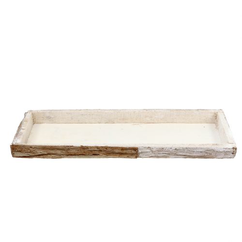 Artikel Træbakke med bark naturhvidkalket 59×20cm 2stk