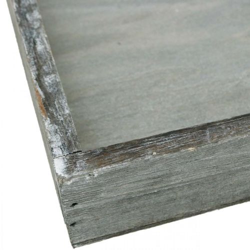 Artikel Bakke træ firkantet grå, vasket hvid dekorationsbakke 19×19cm