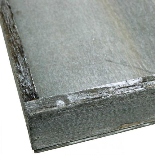 Artikel Bakke træ firkantet grå, hvid borddekoration Shabby Chic 24,5×24,5cm