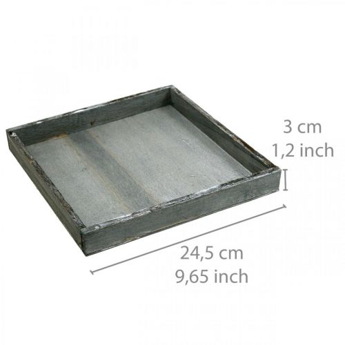 Artikel Bakke træ firkantet grå, hvid borddekoration Shabby Chic 24,5×24,5cm