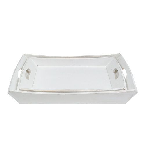 Floristik24 Træbakke 2-sæt 42x28 / 35.5x24cm hvid