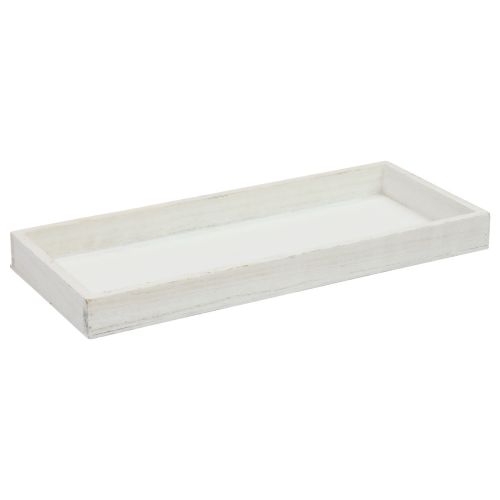 Floristik24 Træbakke hvid dekorativ bakke shabby chic træ 35×15×3cm