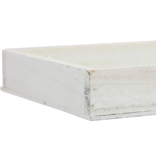 Floristik24 Træbakke hvid dekorativ bakke shabby chic træ 35×15×3cm