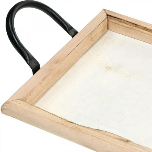 Floristik24 Træbakke med metalhåndtag, planteskål, dekorativ bakke natur L50cm
