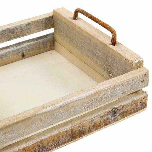 Floristik24 Træbakke med håndtag firkantet 30×30/24×24/18×18cm sæt af 3