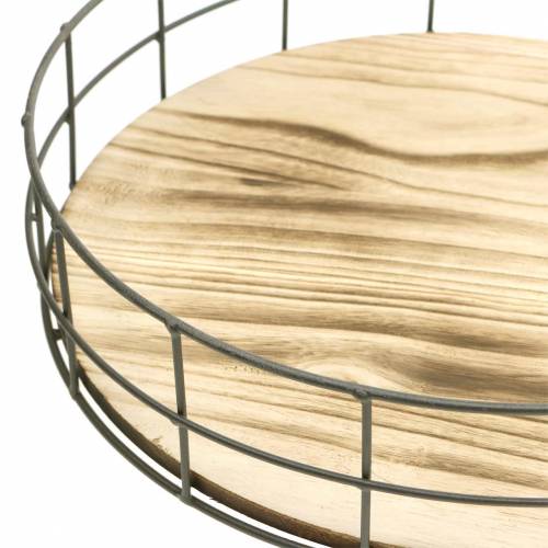 Floristik24 Dekorativ bakke rundt træ, metal natur Ø25/30/35 cm sæt med 3 stk