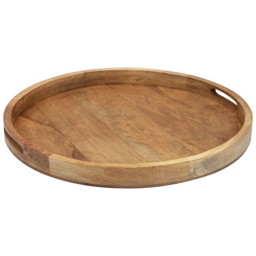 Floristik24 Træbakke rund serveringsbakke natur mangotræ Ø48cm H4cm