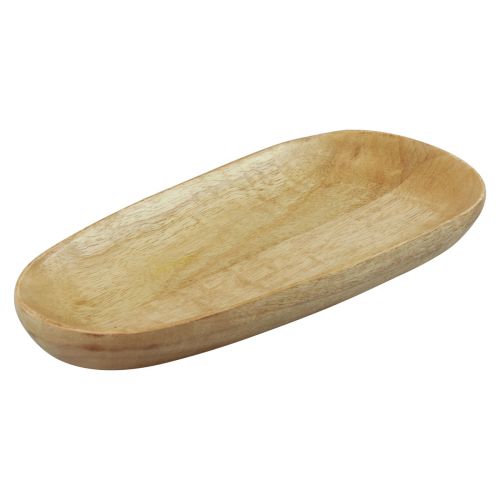 Floristik24 Træbakkebakke oval natur mangotræ 28×12×2,5cm