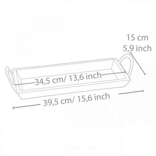 Floristik24 Mangotræbakke, dekorativ skål med metalgreb, borddekoration L39,5cm