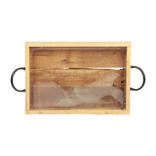 Artikel Træbakke med håndtag dekorativ bakke natursort 35×22,5cm