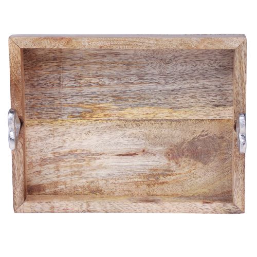 Floristik24 Træbakke med håndtag Bakke med hjerter natur 26×20×7,5cm