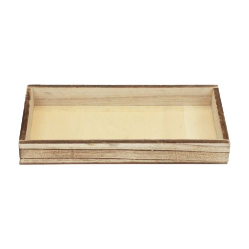 Floristik24 Træbakke flammet dekorativ bakke borddekoration rustik 24×12×3cm