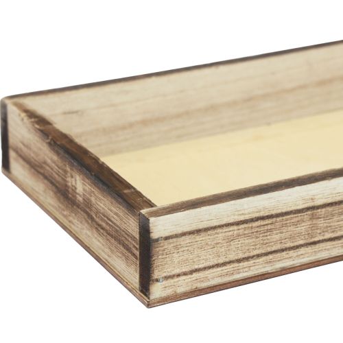 Floristik24 Træbakke flammet dekorativ bakke borddekoration rustik 30×15×3cm