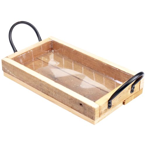 Floristik24 Træbakke med håndtag dekorativ bakke natursort 30×17×5cm