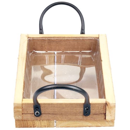 Artikel Træbakke med håndtag dekorativ bakke natursort 30×17×5cm