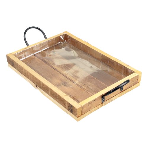 Artikel Træbakke med håndtag dekorativ bakke natursort 40×27,5×5cm