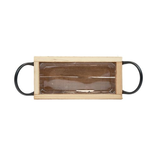 Floristik24 Træbakke med håndtag dekorativ bakke natursort 25×12,5×5cm