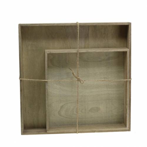 Floristik24 Træbakke natursæt af 2 kvadrat 40x40/30x30cm