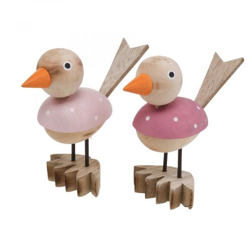 Artikel Træ fugl deco figur vinduesdekoration spring pink H15cm 2stk