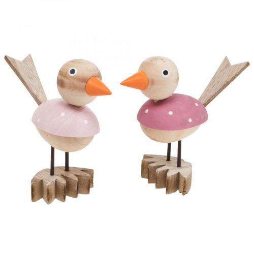 Artikel Træ fugl deco figur vinduesdekoration spring pink H15cm 2stk