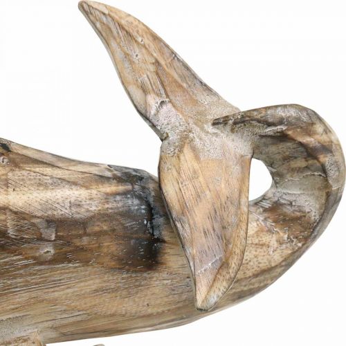 Floristik24 Whale Deco Træ Træhval Maritim Dekoration Teak Natur 29cm