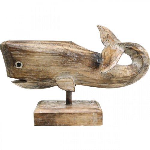 Floristik24 Whale Deco Træ Træhval Maritim Dekoration Teak Natur 29cm