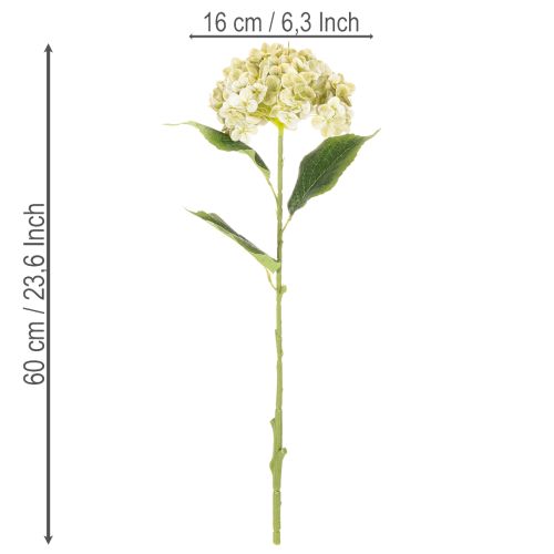 Kunstig hortensiablomst med lang stilk og blade, 60 cm | Floristik24.dk
