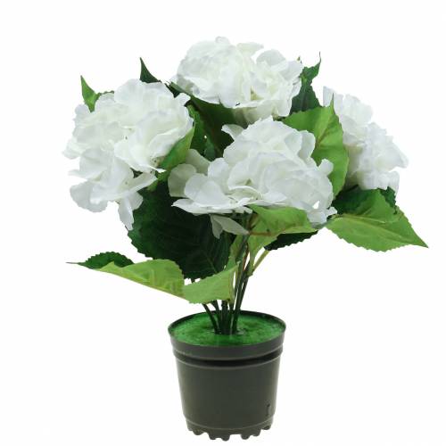 Floristik24 Hortensia i en urtepotte Kunstig hvid 35cm