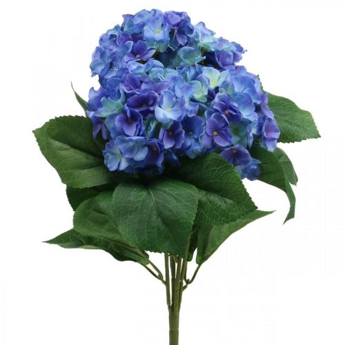Floristik24 Hortensia Kunstig Blomst Blå Silke Blomsterbuket 42cm