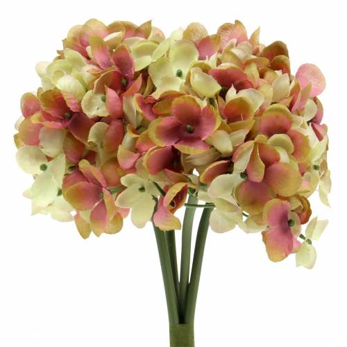 Floristik24 Hortensia bund kunstige blomster lyserøde, gule 28 cm