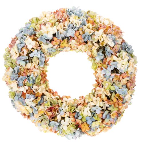 Kunstig hortensia-krans, farverig, til dør og væg, 55 cm