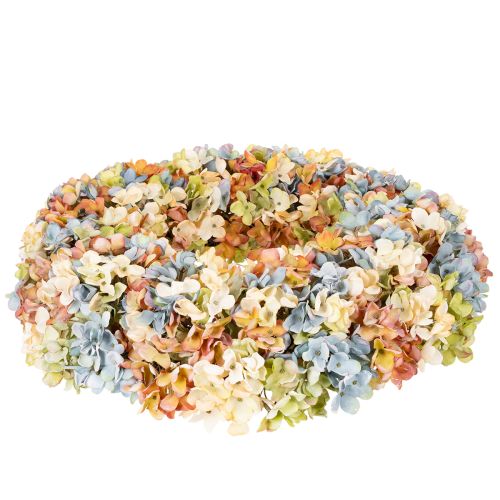 Kunstig hortensia-krans, farverig, til dør og væg, 55 cm | Floristik24.dk