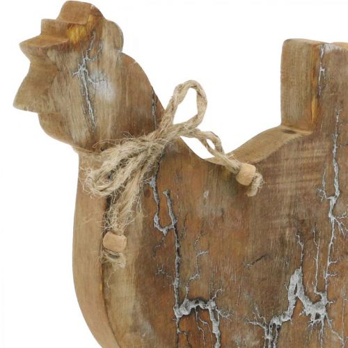 Artikel Trækylling, forårsdekoration, påskefigur natur, hvidvasket H26cm