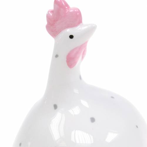 Artikel Påskedekoration kylling hvid med prikker H11,5cm 4stk