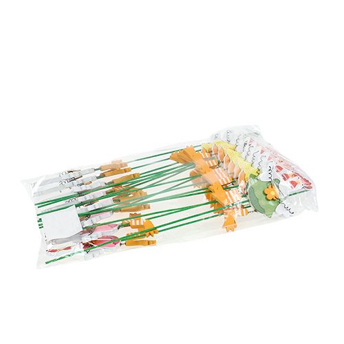 Floristik24 Kylling med blomster sortering. på stangen 15stk