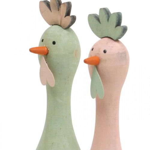 Floristik24 Deco kyllingetræ pink, grøn påskepynt figur Ø5cm H15cm 2stk