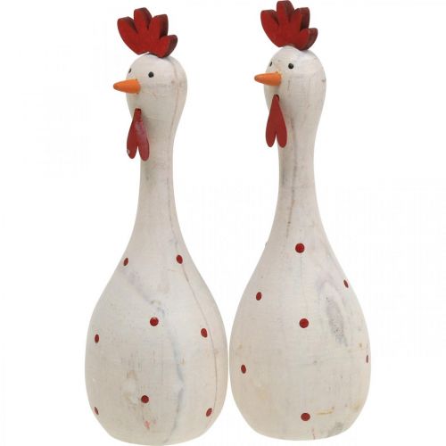 Floristik24 Dekorativ kyllingetræ hvid dekorativ figur påske Ø5cm H15cm 2stk