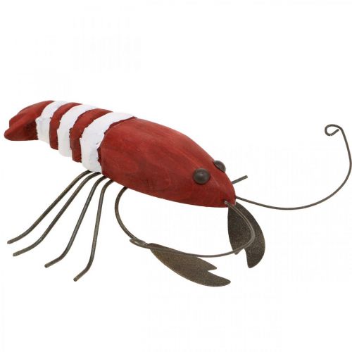 Floristik24 Hummer maritim dekorativ figur lavet af træ og metal rød 15x12cm