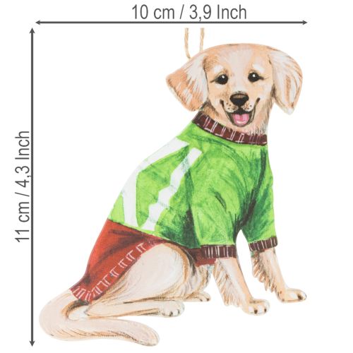 Hundejuleophæng, dekorativt hængende ornament, hund med tørklæde og hue, 12 cm, 2 stk. | Floristik24.dk