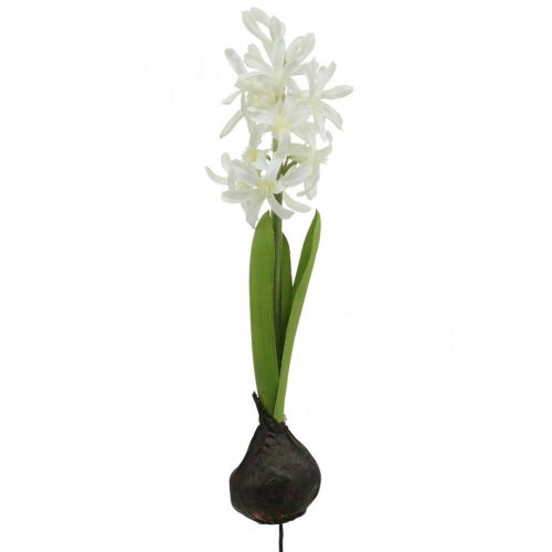 Floristik24 Kunstig hyacint med løg kunstig blomst hvid til stick 29cm