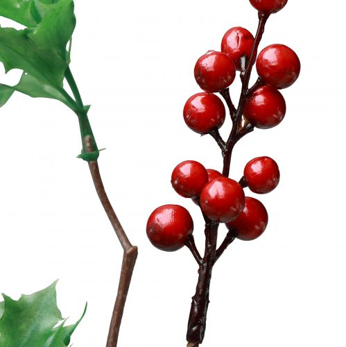 Floristik24 Ilex Artificial Holly Berry Branch Røde Bær 75cm