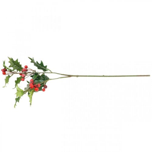 Floristik24 Kunstig kristtorngren, vinterbær, julepynt, kristtorn snedækket grøn, rød L63cm