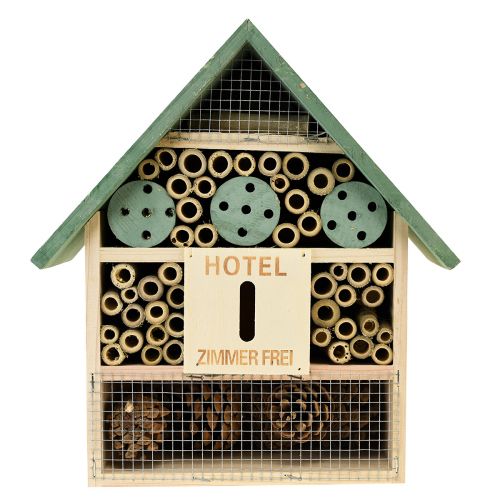 Floristik24 Insekthotel Træ Insekthus Grøn Natur 26,5x9x31cm
