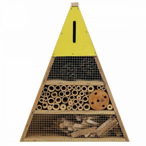 Floristik24 Insekthotel Insekthus Træ Grøn Gul 30,5x39cm