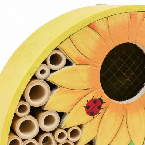 Floristik24 Insekthotel Rundt Insekthus i træ Gul Solsikke Ø25cm