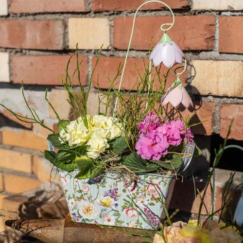 Floristik24 Jardiniere rose planter metal dekoration 20×12,5×10cm