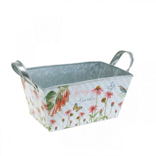 Floristik24 Jardiniere metalplanter fjederdekoration 20 × 12 × 10 cm