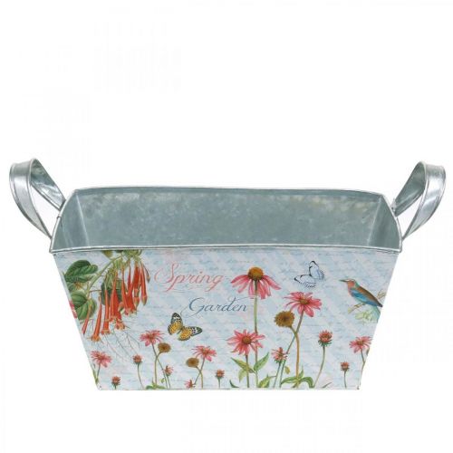 Floristik24 Jardiniere planter med håndtag metalblomster foråret dekoration 23 × 14 × 11cm