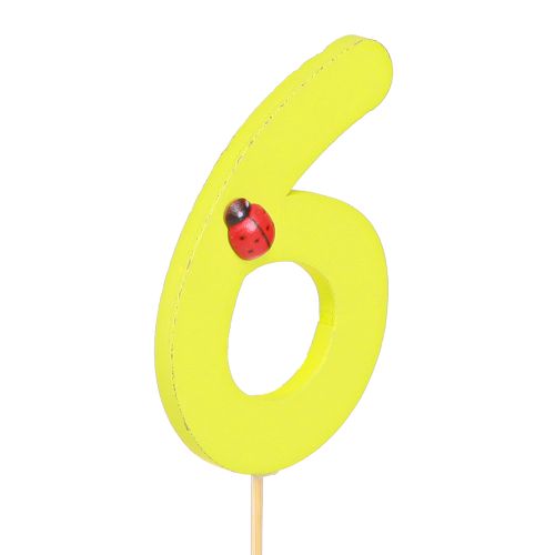 Artikel Jubilæumsnummer “6” træpropper farverige nummerpropper 7cm 16 stk